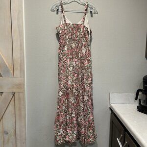 Rachel Zoe Womens Sundress 8 Tiered Floral Maxi Boho Cottagecore Smocked Crochet